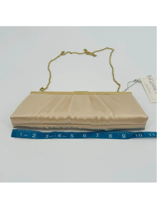 NWT Vintage Gunne Sax Champagne Satin Gold Evening Bag Formal Clutch - Image 3