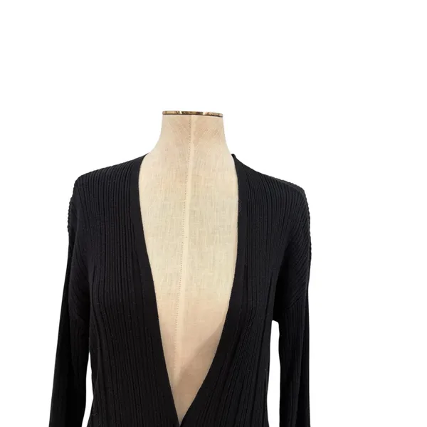 Free People Skylight Ribbed Longline Cardigan Black Button Front Small‎ - Image 4