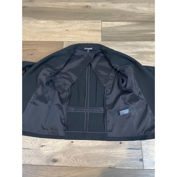 Express Black Single‑Breasted Ruched Sleeve Suit Jacket Size 4 - Image 7