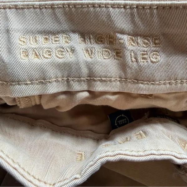 American Eagle Super High Rise Baggy Wide Leg Chino Pants Beige 6 Short - Image 8