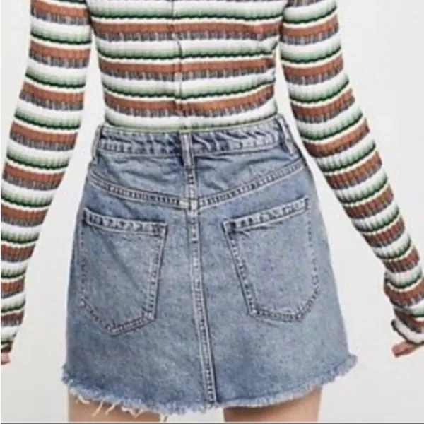 Free People We the Free Copper Blue Denim Mini Jean Skirt New w Tag W-924 Sz 27 - Image 2