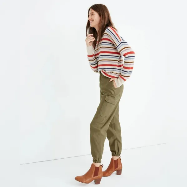Madewell High-Rise Cargo Fatigue Pants Distant Surplus Green Utility Joggers 26‎ - Image 9