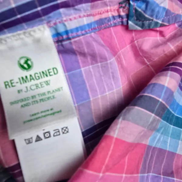J. Crew Pink Blue Madras Plaid Cotton Shirt Dress Long Sleeve‎ AW560 Womens 2 - Image 6