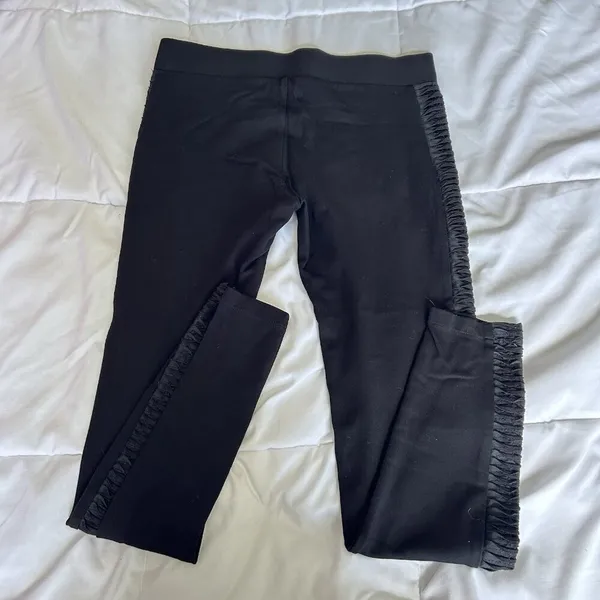 Abbeline Womens Medium Black‎ Leggings Faux Leather Side Panel Office Business - Image 7
