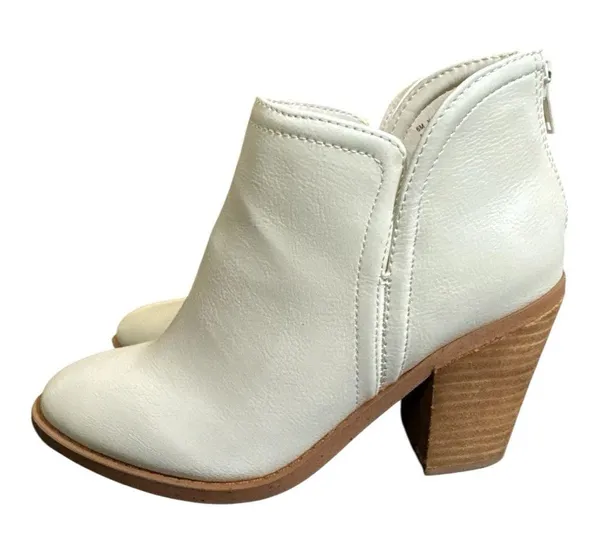 Anthropologie Joie Kayden Off White/Cream Leather Heeled Ankle Boots - Image 4