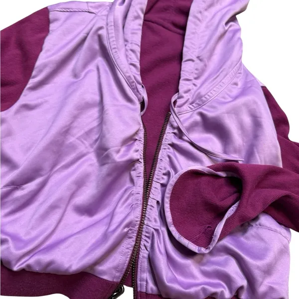 🧥 Vintage Nike Purple Crop Hoodie Reversible Satin Zip Up‎ S ✨ - Image 6
