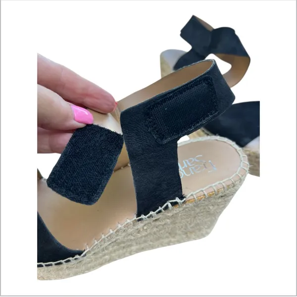 Franco Sarto Tulsa ‎ Black Espadrille Wedge Sandals Women's Size 8.5 M 4" Heel - Image 6