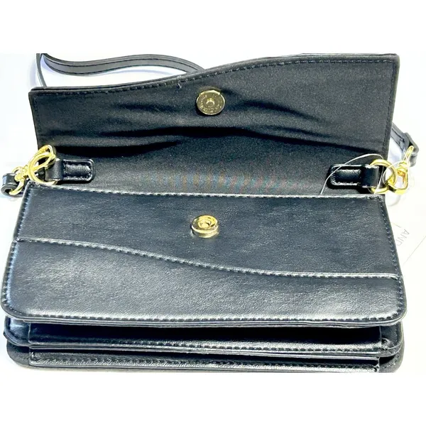 Time and Tru Eden Flap Wallet Crossbody Bag Black Faux Leather Clutch Purse NWT - Image 6