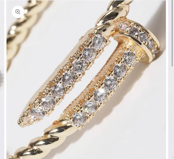Pave Edge Twisted Gold Plated Bangle Bracelet - Image 4