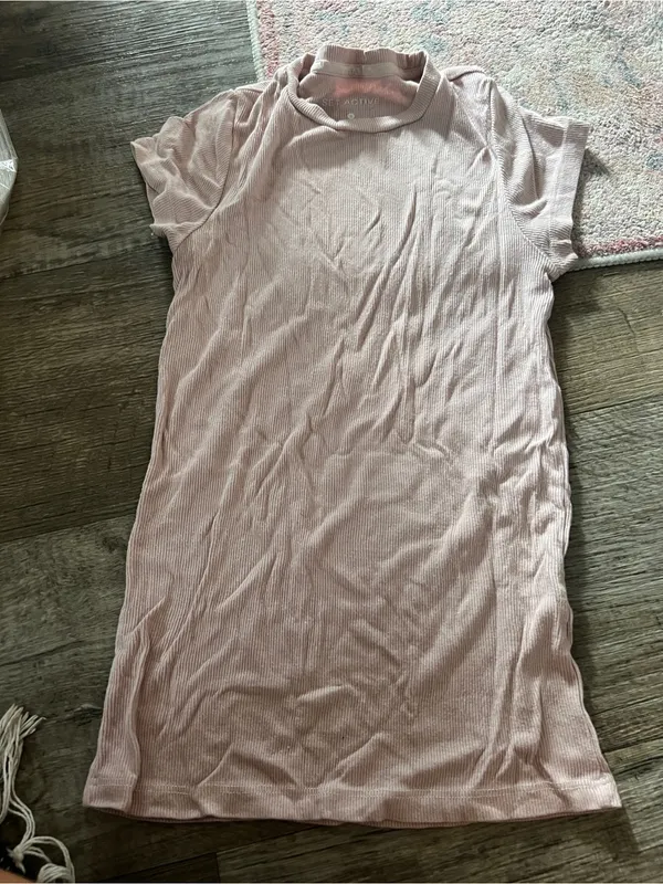 SET ACTIVE Women's Short Sleeve Ribbed Tee in pale pink - Image 6