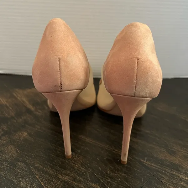 Women’s Schutz Myrine Nubuck Beige Nude Mesh Leather High Heel Sexy Pump 7.5 - Image 5