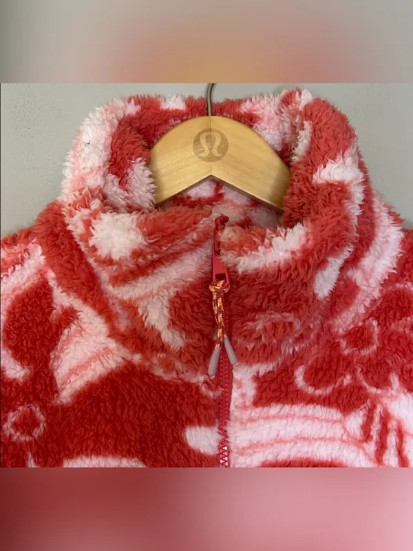 American Eagle Red/White Bear Hug Cozy Sherpa Zip Jacket‎ Sz Med Boho-Chic Fairy - Image 8