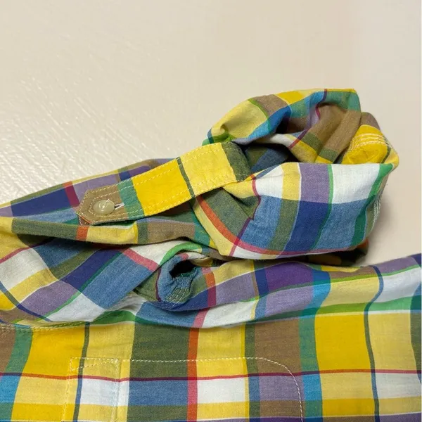 Lauren Ralph Lauren Women’s Shirt Plaid 100% Cotton Button Up Roll Up Sleeves XS - Image 4