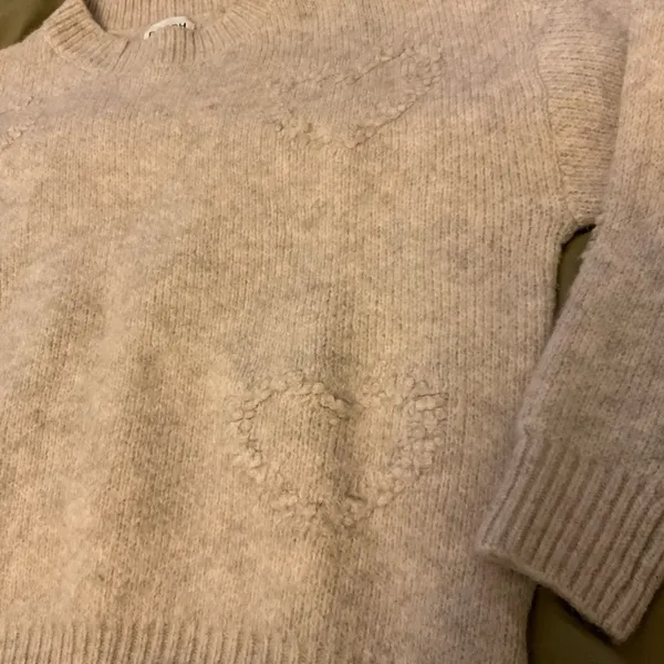 FRNCH Paris Cream Textured Heart Knit Crewneck Sweater Medium - Image 5