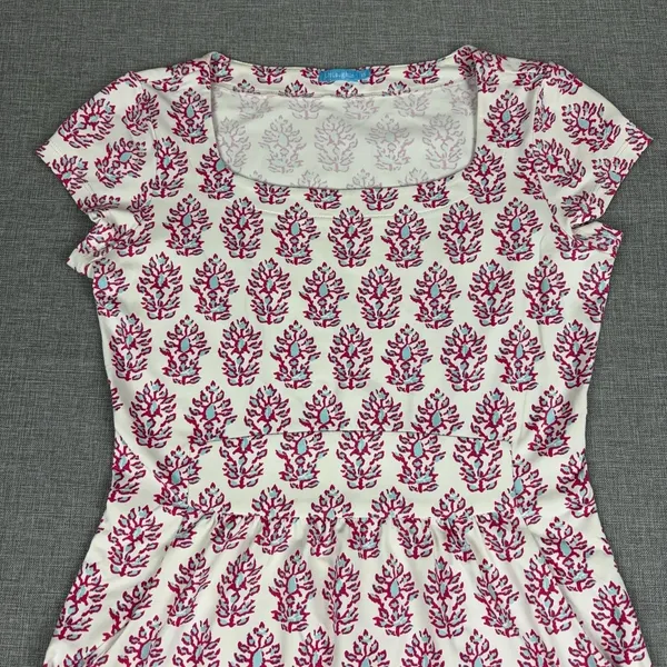 J McLaughlin Dress Womens XS Pink Floral Square Neck Fit Flare Jersey Casual - Image 2