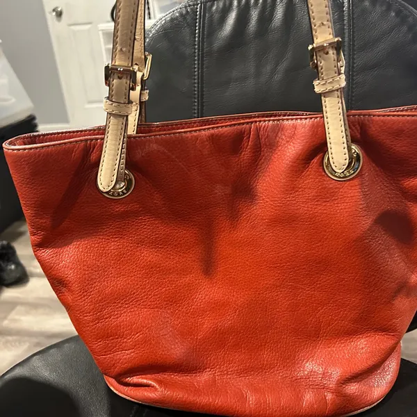 Michael Kors Burnt Orange Leather Tote with Tan Straps - Image 3