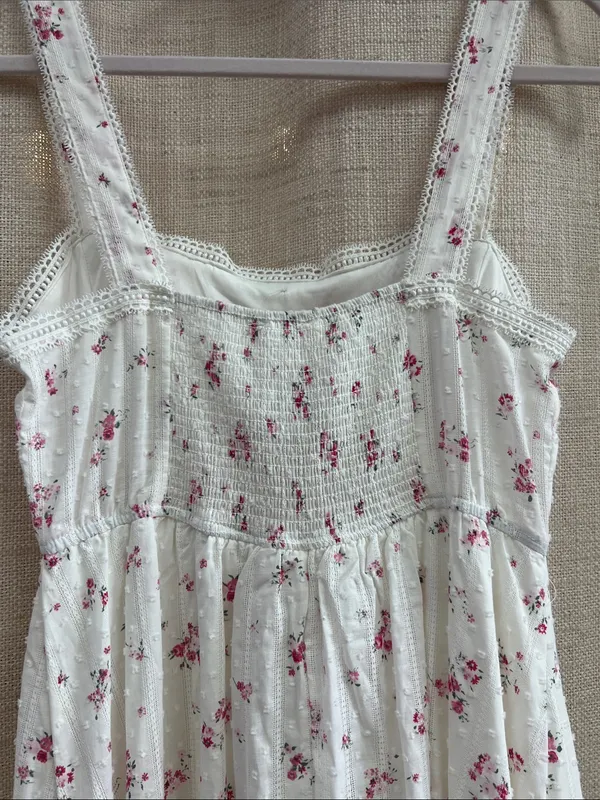 Floral Stripe Clip Dot Sleeveless Maxi Dress Medium - Image 14