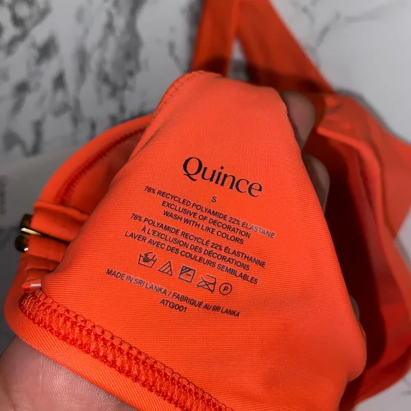 NWT Quince Sunset Orange Italian Plunge Bikini Swim Suit Top Women's Size Small - Image 8