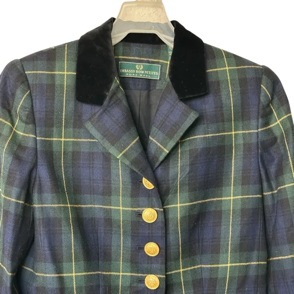 Embassy Row 2P VTG pure wool Plaid Tartan oxford timeless blazer - Image 4