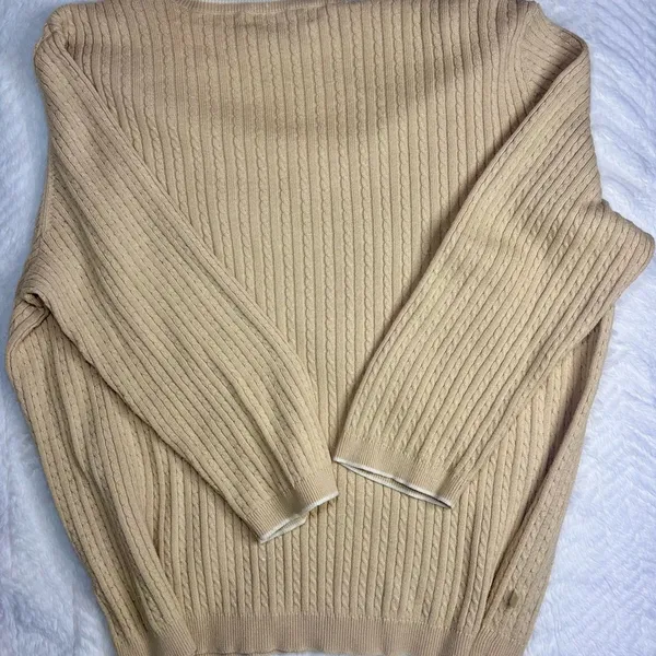 Ralph Lauren Women's Tan V-Neck Sweater - Image 2