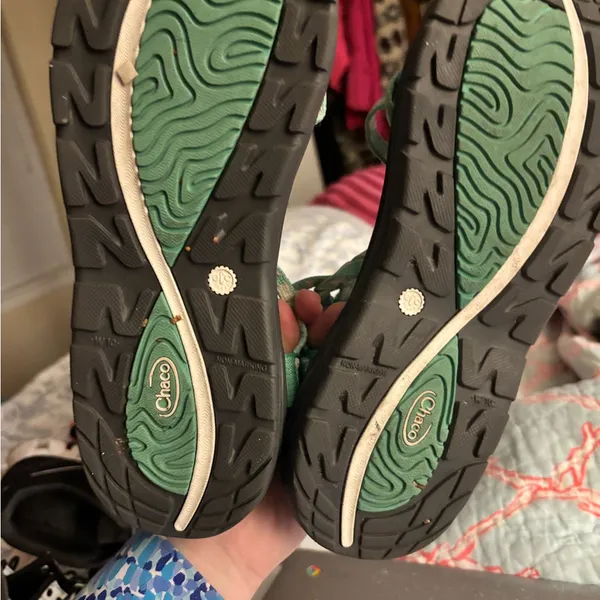 Chacos Sandals Womens Size 10 Active Strappy Green Geo Print Buckle Logo - Image 4