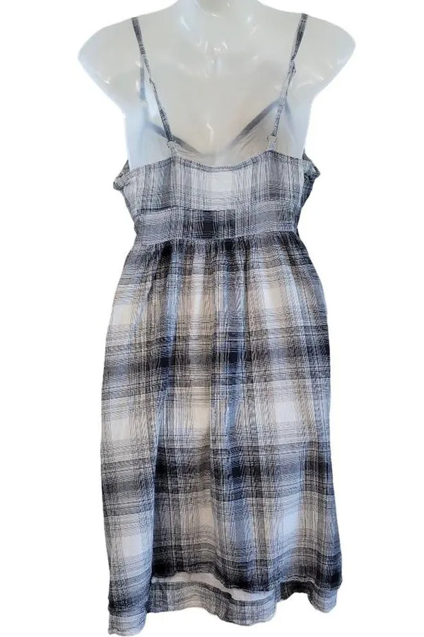 Converse One Star Cotton Plaid Sweetheart Neck Mini Skater Dress Size Medium - Image 2