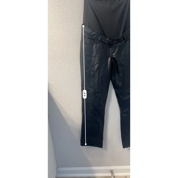 Abercrombie & Fitch Maternity Vegan Leather 90s Straight‎ Pant Size 26 - Image 5
