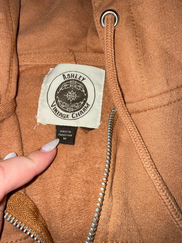 Ashley Vintage Charm Rust Cropped Zip Up Hoodie - Image 3