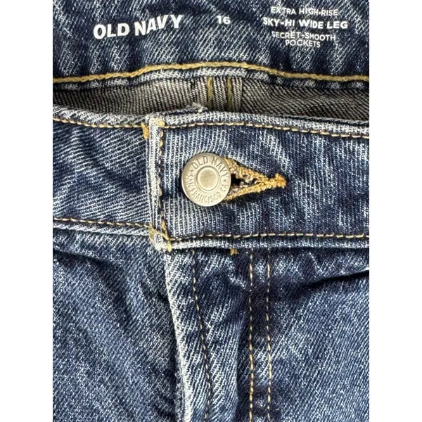 Old Navy Sky-Hi Wide Leg Extra High Rise Jeans Medium Wash Blue Size 16 NWT Boho - Image 2