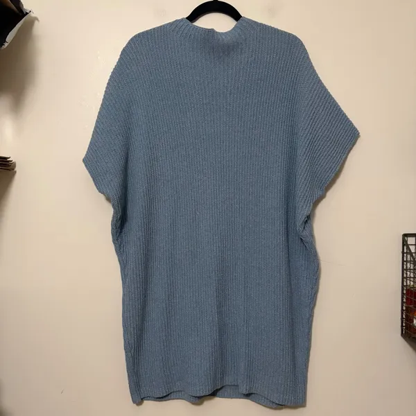 Free People FP Beach Ribbed Knit Mock Neck Tunic Sweater‎ Blue M - Image 2