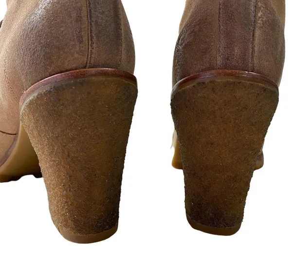 UGG Authentic Calynda Tan Mid Ankle Lace Up High Heel Boots Genuine Leather - Image 11
