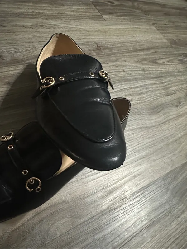 Coach Isabel Black Leather Loafers Pointed Toe Slip On Flats. - Image 9