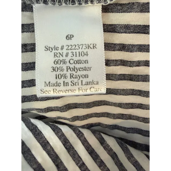 Kim Rogers Halter Dress Petite 6P Seersucker Stripe Navy White 222373KR - Image 7