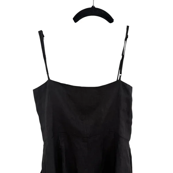 Reformation Blanca Linen Romper Black Button‎ Front Sleeveless Size 00 - Image 9