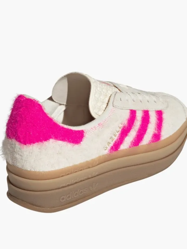 NWT Adidas Gazelle Bold Sneaker Color: Cream White Pink Gold SZ-9.5 Faux Fur - Image 3
