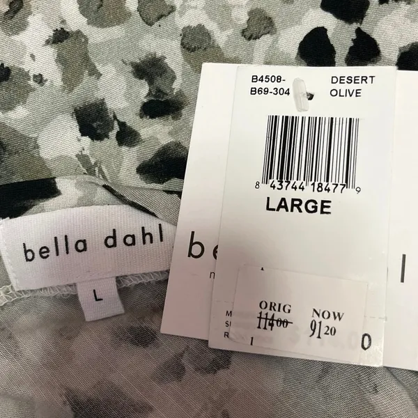 NEW Bella Dahl Green Animal Print Sleeveless Cowl Neck Cami Camisole Tank Top L - Image 4