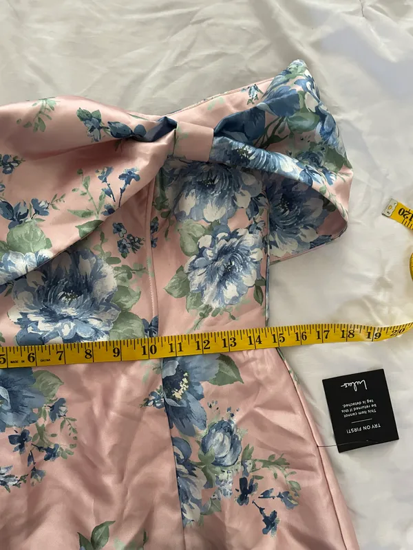 Lulus Soiree Darling Pink Floral Bow Off-the-Shoulder Mini Dress - Image 8