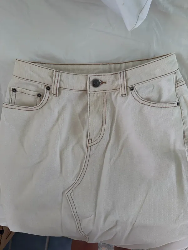 Future Collective cream denim skirt Size 0 #denim #skirt - Image 4