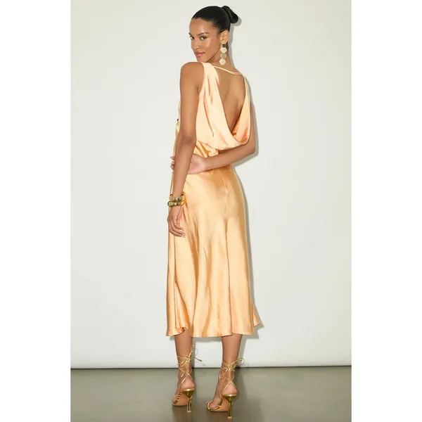 NEW Lulus Incredible Love Light Orange Satin Cowl Back Midi Slip Dress Size L - Image 3