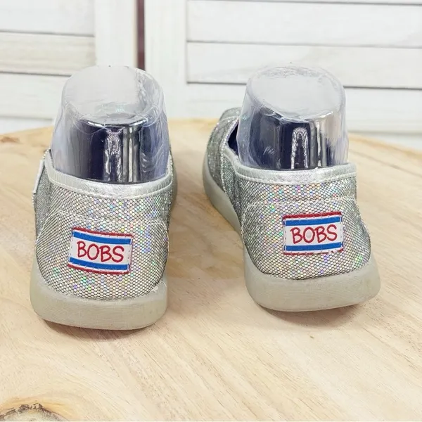 Bobs by Skechers Disco‎ Ball Shimmer Slip On Flats Shoes Silver 7 - Image 6