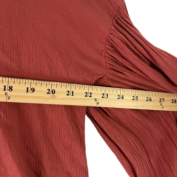 Free People Women's Size Small Burnt Orange Oversized‎ Boho Tunic Flowy Top - Image 8