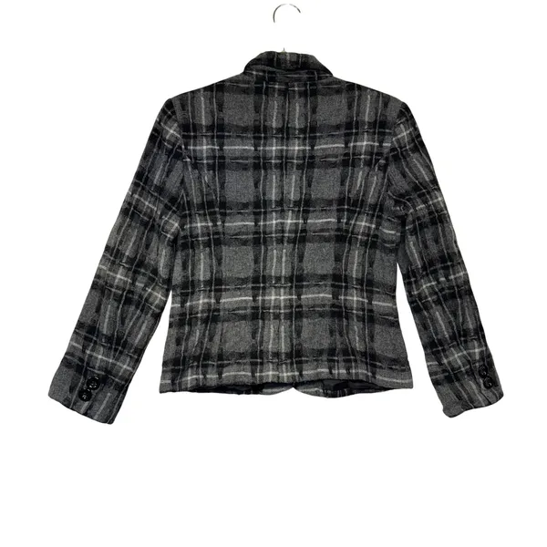 Tribal Womens Grey Black Plaid‎ Single Button Blazer Jacket Size 6 Professional - Image 7