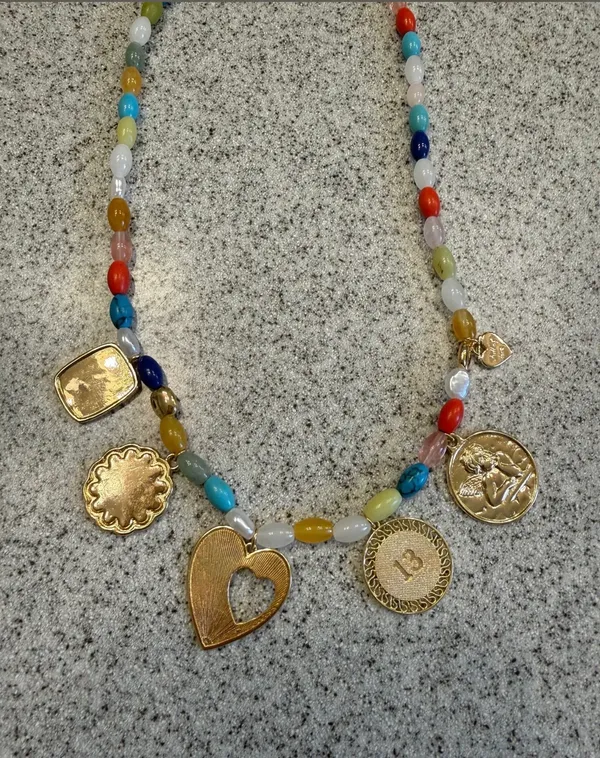 Anthropologie Beaded Multi Charm Necklace - Image 3