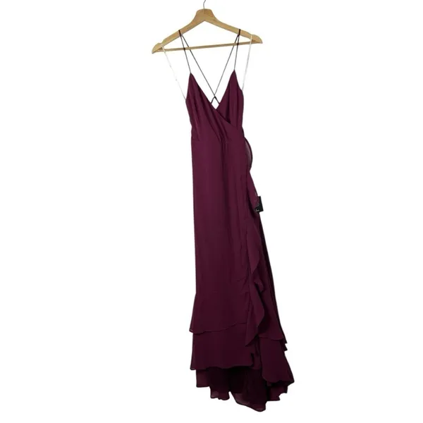 Lulu's Plum Purple In Love Forever Lace Up Back Chiffon Formal Maxi‎ Gown S - Image 2
