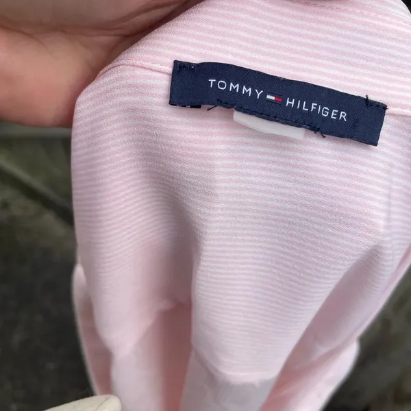 Tommy Hilfiger Baby Pink Pinstripe Collared Preppy Tank - Image 3