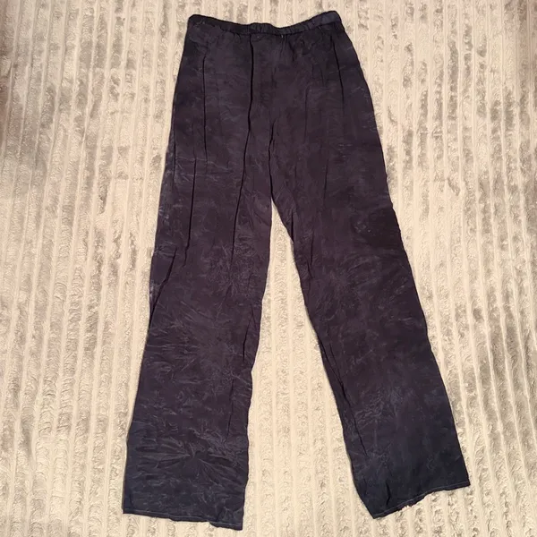 Young Fabulous & Broke Tie Dye Wide Leg Slit Pants Black Pink Rayon Boho XS - Image 9