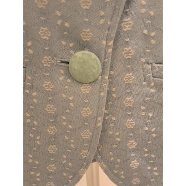 Caslon Blazer Light Blue and White Size M Floral Pattern Single Button Closure - Image 6