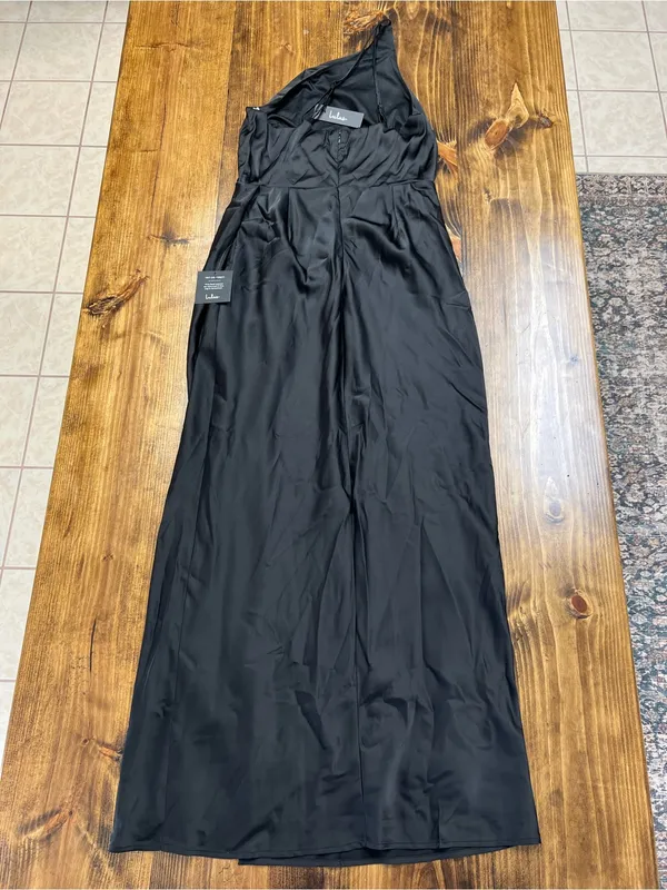 Lulus Signature Elegance Black Satin One-Shoulder Maxi Dress Size XL NWT - Image 11