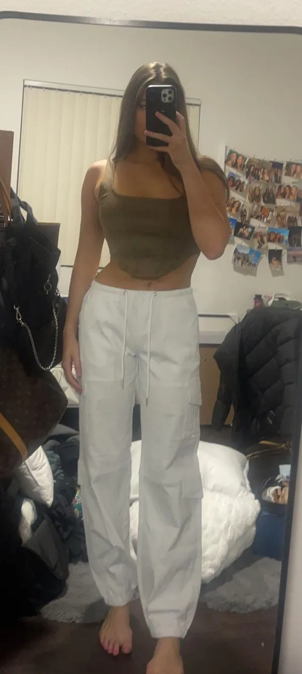 Edikted White Cargo Joggers - Image 4