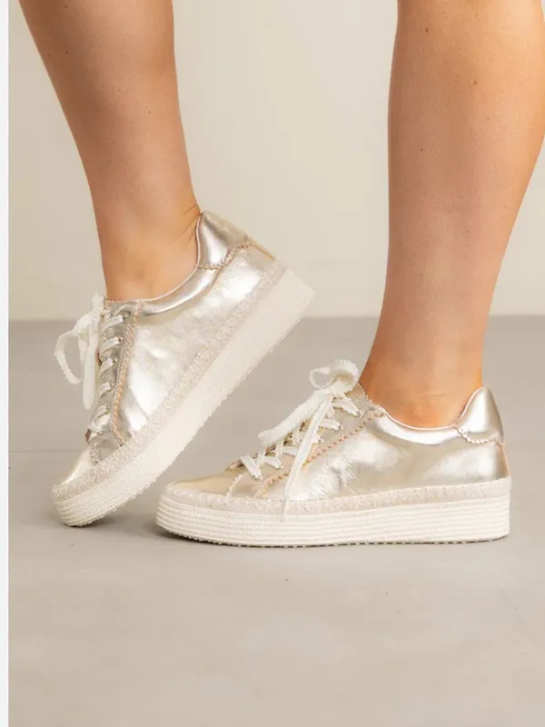 Dolce Vita Metallic Silver Lace-Up Platform Sneakers lennix 9.5 - Image 10